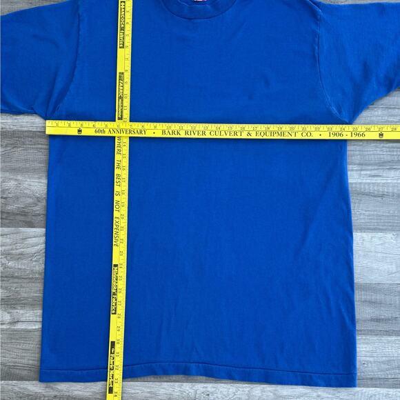 Vintage 90s Fruit of the Loom Blue Short Sleeve T-Shirt Single Stitch XXL - Picture 3 of 4